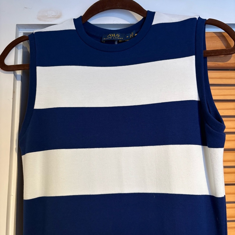 Ralph Lauren Polo Navy and White Maxi Striped Dress Medium Nautical resort - Picture 4 of 9